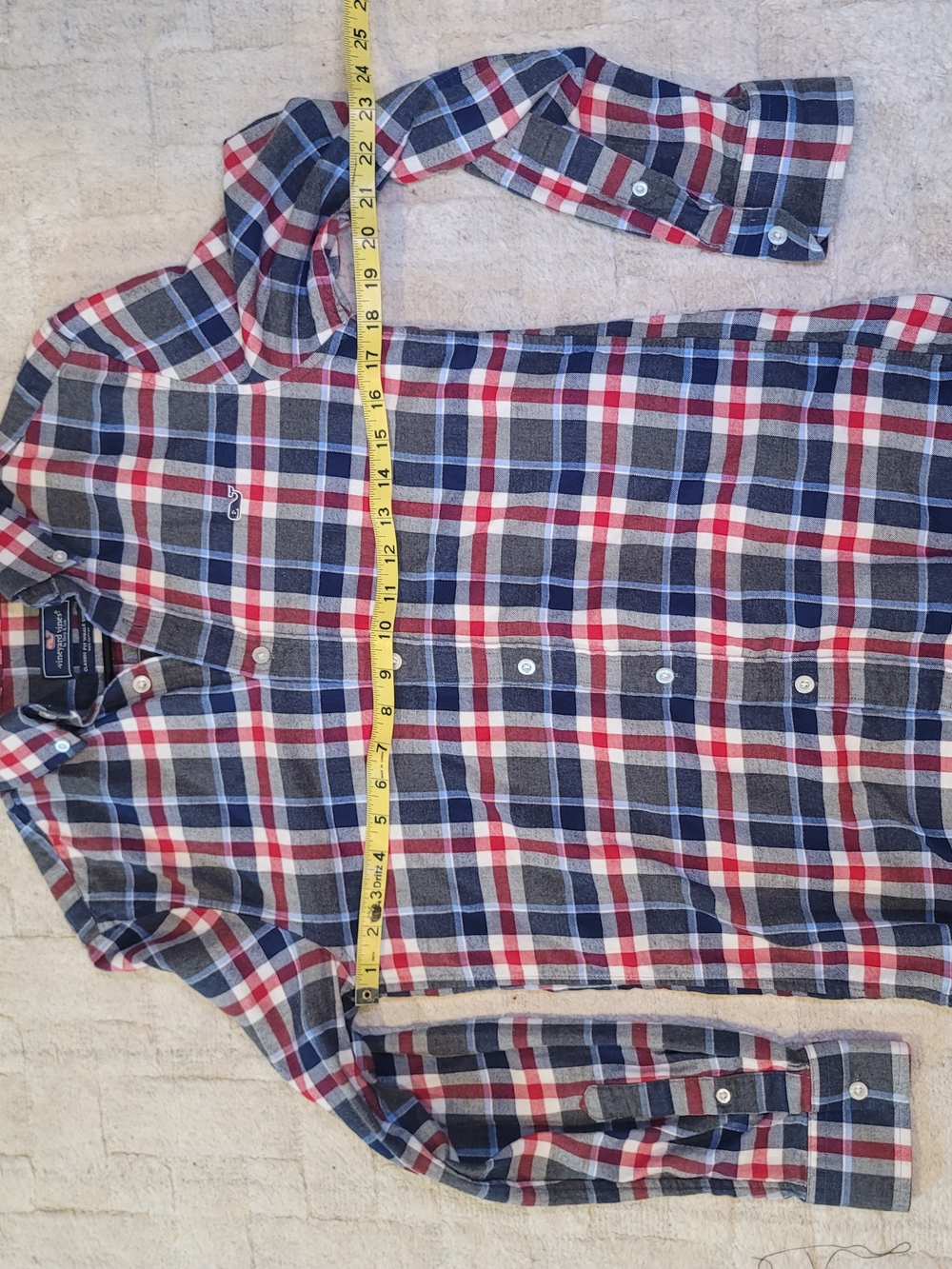 VINEYARD VINES Classic Fit Whale Shirt Button Down Navy Blue Red Men's Size XS - Picture 7 of 10